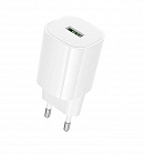 Зарядное устройство Borofone BA102A USB-A 3А,18Вт, быстрая зарядка QC3.0, без кабеля, белое, СЗУ/разъем USB A/ протоколы QC/FCP/AFC, Borofone