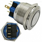 Кнопка GQ25-11E/B on-(off)+off-(on), антивандальная, зеленая подсветка, IP65, без фиксации, с подсветкой, Китай