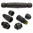 Разъем SZC-190 3pin герметичный (IP68), (комплект: вилка+розетка) кабель-кабель/ пайка, 10А, 3 контакта, Китай