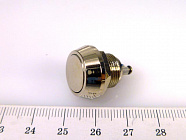 Кнопка PBS-28B-2 (антивандальная) плоская d=12mm, OFF-(ON), металл, 250В, 2А, Китай