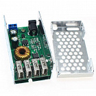 Преобразователь DC-DC понижающий, вх. 9-36В, вых.4*USB порта. до 5А, Выход: 5,2 В/5A/25 Вт (98040)