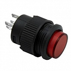 Кнопка R16-503AD-R красная, с фиксацией, с подсветкой; OFF-(ON), SPST; 250VAC; 3А; 50мОм, Китай