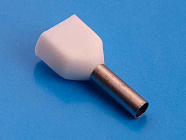 Наконечник DTE01508 белый, торцевой трубчатый, с изоляцией, 8мм, макс.сеч.провода 2*1,5мм2, Китай