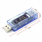 Мини USB метр ЖКИ 4 разряда (напряжение, ток, емкость, время), [измерение напряжения и тока потребления] (116100)
