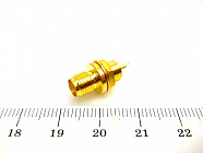 SMA гнездо (SMA-BJ GOLD) на блок, пайка, гайка,  , Китай