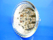 Лампа светодиод. MR16 12 LED G5.3 220V зеленый,  , Китай