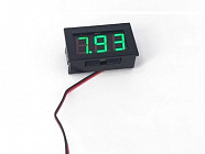 Вольтметр LED-3;   4.5-30в. 2-х проводной в рамке (измерительная панель) Зеленый,  [=4.5...30в  1%] Для Авто, 48 x 29 x 22 мм, Китай