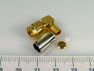 SMA штекер (SMA-LC58P GOLD) на RG-58, угловой, обжим, Китай