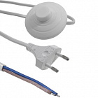 Шнур СЕТЬ Y010/CEE7/16 2.5m 2x0.75WR switch-2  с ножным выключателем, белый, 2.5м, 2x0,75мм,  ~250В, без розетки , вилка прямая, Китай