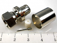 F штекер на  RG213, обжим, с кольцом, разборный 