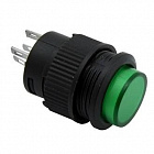 Кнопка R16-503AD-G Lock зеленая, с фиксацией, с LED подсветкой, OFF-ON; 250VAC; 3А; 50мОм; Напряжение подсветки 3В(DC)., RUICHI