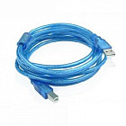 Шнур USB-A M штекер- USB-B M штекер, 5м, на принтер/ синий (100306)