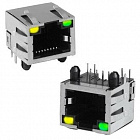 TJ8P8C розетка в плату TJ8-8P8 LED, (LED индикация, цвет свечения желтый и зеленый ), Китай