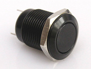 Кнопка PBS-12мм (антивандальная) плоская черная, OFF-(ON), металл, 36В, 3А, Китай