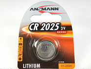 Батарейка LiBAT CR2025 ANSMANN (5020142),  3В. / 20мм.*2,5мм. / дисков., ANSMANN