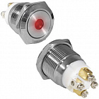 Кнопка GQ19F-10D/R/N off-(on) металл, антивандальная, точечная подсветка (красная), без фиксации, Китай