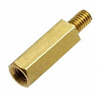 Стойка PCHSN-12 (L-KLS8-DBL-M3-E5.0-L12) шестигранная, 12mm, М3, латунь ,  винт + отверстие М3, KLS
