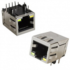 TJ8P8C розетка в плату TJ8-1-8P8 LED, с индикацией, Китай