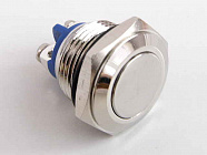 Кнопка PBS-28B-2 (антивандальная) плоская d=16mm, металл, 250В, 2А, Китай