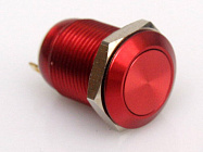 Кнопка PBS-12мм (антивандальная) плоская красная, OFF-(ON), металл, 36В, 3А, Китай