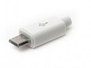 microUSB 5BM вилка белая, пластиковый кожух 
