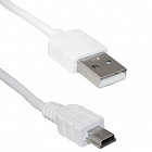 Шнур USB2.0-A M штекер- miniUSB-B M штекер 1.8м, белый (USB2.0 A(m)-mini USB B(m) FW 1.8m), Китай