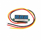 Вольтметр LED-3;   0.28-3, 0-100В  KZY4094-2, 3-х проводной, синий, Напряжение питания: 4,0-40VDC; Измеряемое напряжения: 0,0-100V; 30*12*9 мм , Китай