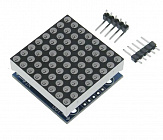 LED модуль 8x8 с контролером MAX7219 (7219-8), красная подсветка, 5В, 5х3.2х1.5см (E40), Китай