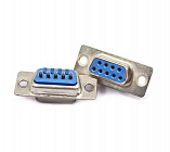 DB-9F (DS1033-09FUNSiSS-CT)  розетка на кабель (пайка), синяя, CONNFLY