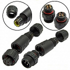 Разъем SZC-190 4pin герметичный (IP68), (комплект: вилка+розетка) кабель-кабель/ пайка, 10А, 4 контакта, Китай